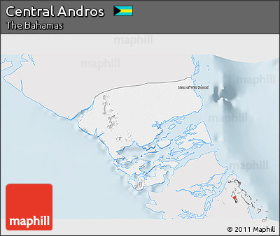 Silver Style 3D Map of Central Andros, single color outside