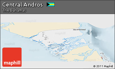 Classic Style Panoramic Map of Central Andros, single color outside