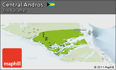 Physical Panoramic Map of Central Andros, lighten