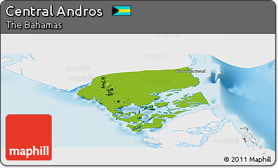 Physical Panoramic Map of Central Andros, single color outside