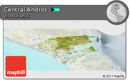 Satellite Panoramic Map of Central Andros, lighten