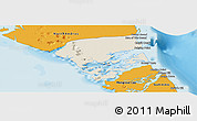 Shaded Relief Panoramic Map of Central Andros, political outside