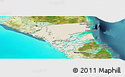Shaded Relief Panoramic Map of Central Andros, satellite outside