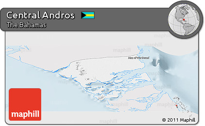 Silver Style Panoramic Map of Central Andros, single color outside