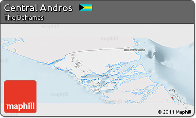 Silver Style Panoramic Map of Central Andros, single color outside