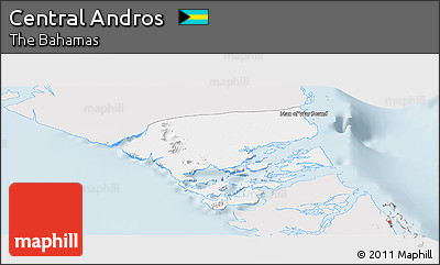 Silver Style Panoramic Map of Central Andros, single color outside