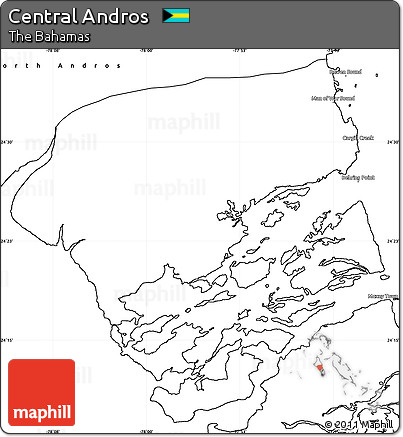 Blank Simple Map of Central Andros