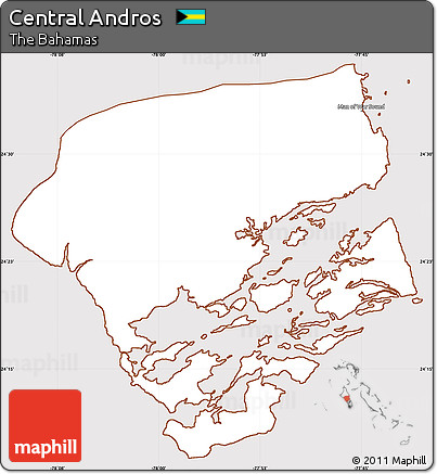 Classic Style Simple Map of Central Andros, cropped outside