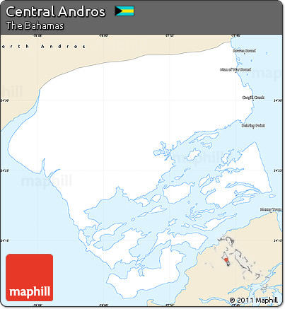 Classic Style Simple Map of Central Andros