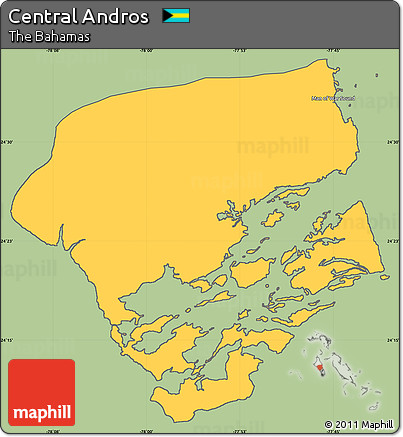 Savanna Style Simple Map of Central Andros, cropped outside