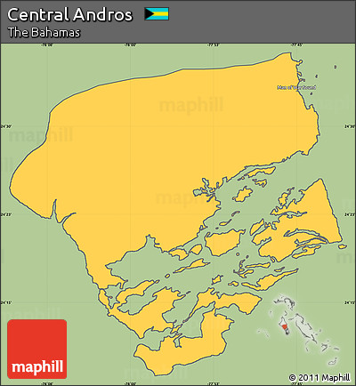 Savanna Style Simple Map of Central Andros, cropped outside