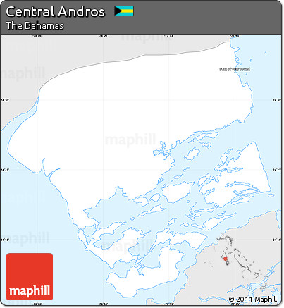 Silver Style Simple Map of Central Andros, single color outside