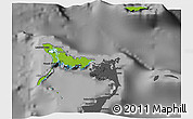 Physical 3D Map of Crooked Island, darken, desaturated