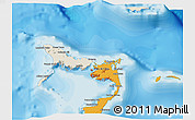 Shaded Relief 3D Map of Crooked Island, political outside