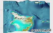 Shaded Relief 3D Map of Crooked Island, satellite outside