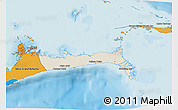 Shaded Relief 3D Map of East Grand Bahama, political outside
