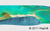 Shaded Relief Panoramic Map of East Grand Bahama, satellite outside