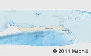 Shaded Relief Panoramic Map of East Grand Bahama, single color outside