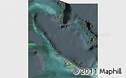 Satellite 3D Map of Exuma, darken, semi-desaturated