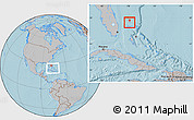 Gray Location Map of Grand Cay, within the entire country, hill shading