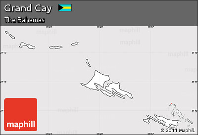 Silver Style Simple Map of Grand Cay, cropped outside