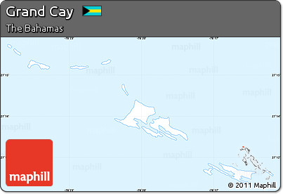 Silver Style Simple Map of Grand Cay, single color outside