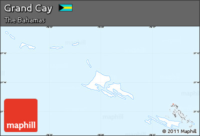 Silver Style Simple Map of Grand Cay, single color outside