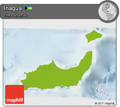 Physical 3D Map of Inagua, lighten