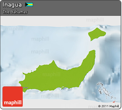 Physical 3D Map of Inagua, lighten