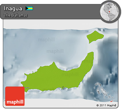 Physical 3D Map of Inagua, semi-desaturated