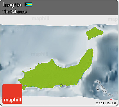 Physical 3D Map of Inagua, semi-desaturated