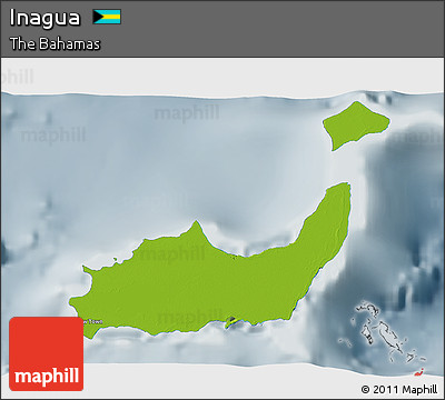 Physical 3D Map of Inagua, semi-desaturated