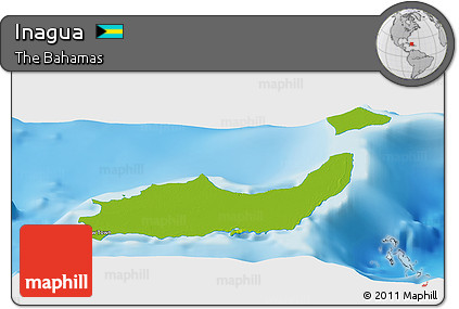 Physical Panoramic Map of Inagua, single color outside