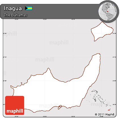 Classic Style Simple Map of Inagua, cropped outside