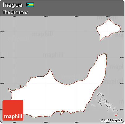 Gray Simple Map of Inagua, cropped outside