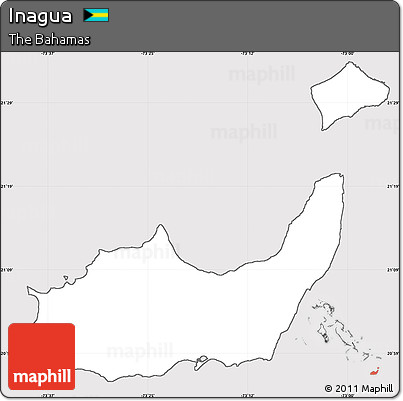 Silver Style Simple Map of Inagua, cropped outside