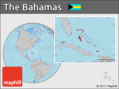 Gray Location Map of the Bahamas