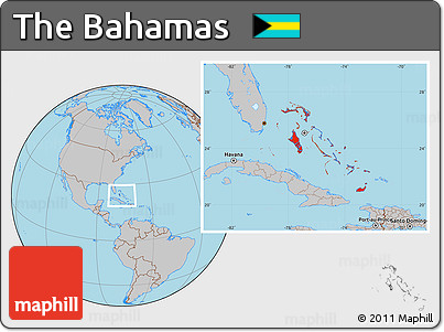 Gray Location Map of the Bahamas