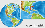 Physical Location Map of The Bahamas, within the entire continent