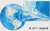 Physical Location Map of The Bahamas, lighten, semi-desaturated, land only