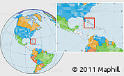 Political Location Map of The Bahamas, highlighted continent, within the entire continent
