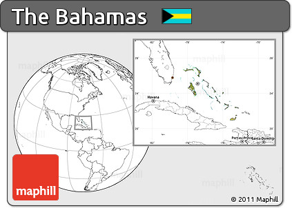 Satellite Location Map of the Bahamas, blank outside