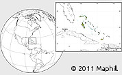 Satellite Location Map of The Bahamas, blank outside