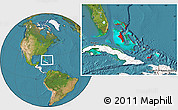 Satellite Location Map of The Bahamas, highlighted continent
