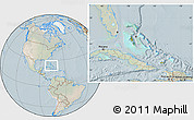 Satellite Location Map of The Bahamas, lighten