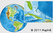 Satellite Location Map of The Bahamas, physical outside