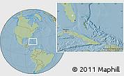 Satellite Location Map of The Bahamas, savanna style outside, hill shading