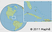 Satellite Location Map of The Bahamas, savanna style outside