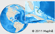 Satellite Location Map of The Bahamas, shaded relief outside