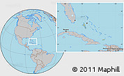 Savanna Style Location Map of The Bahamas, gray outside, hill shading inside
